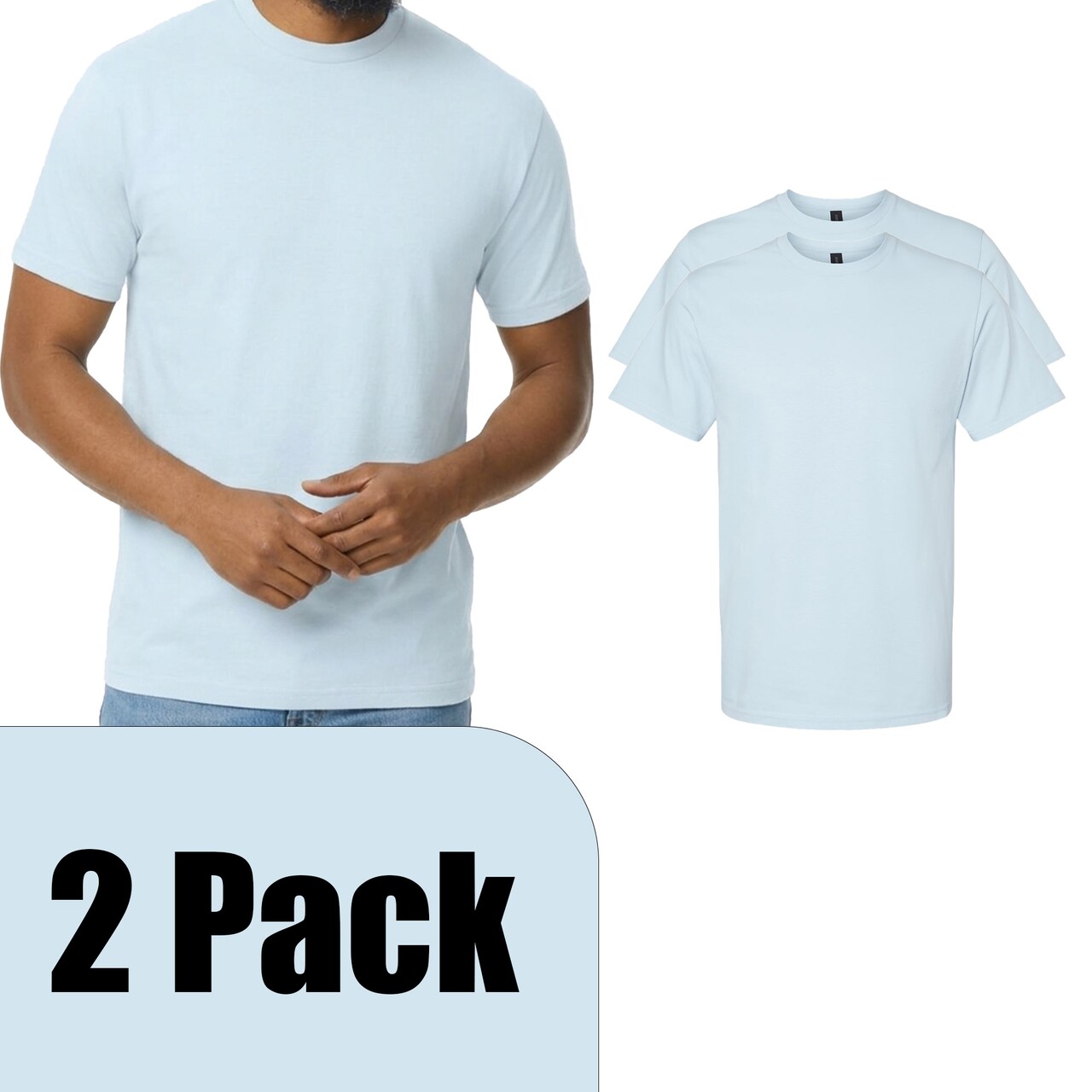 Gildan Softstyle Midweight Men's Blank Short Sleeve Tee for Craft & DIY Printing Projects, Light Blue